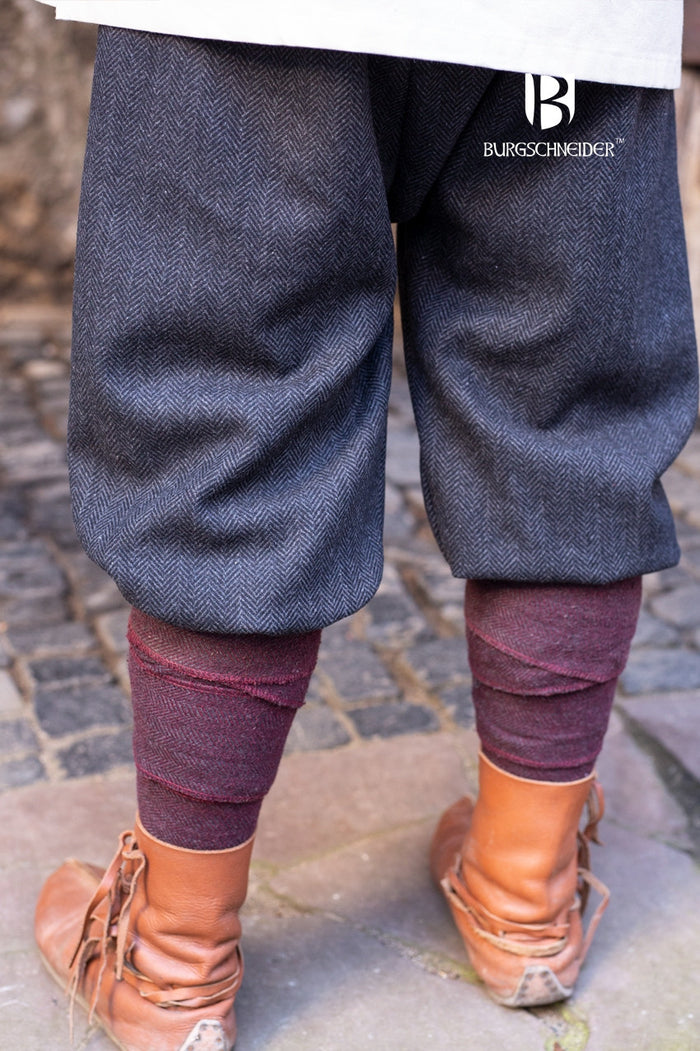 Viking trousers Ivar, herringbone pattern, wool blend, black-grey