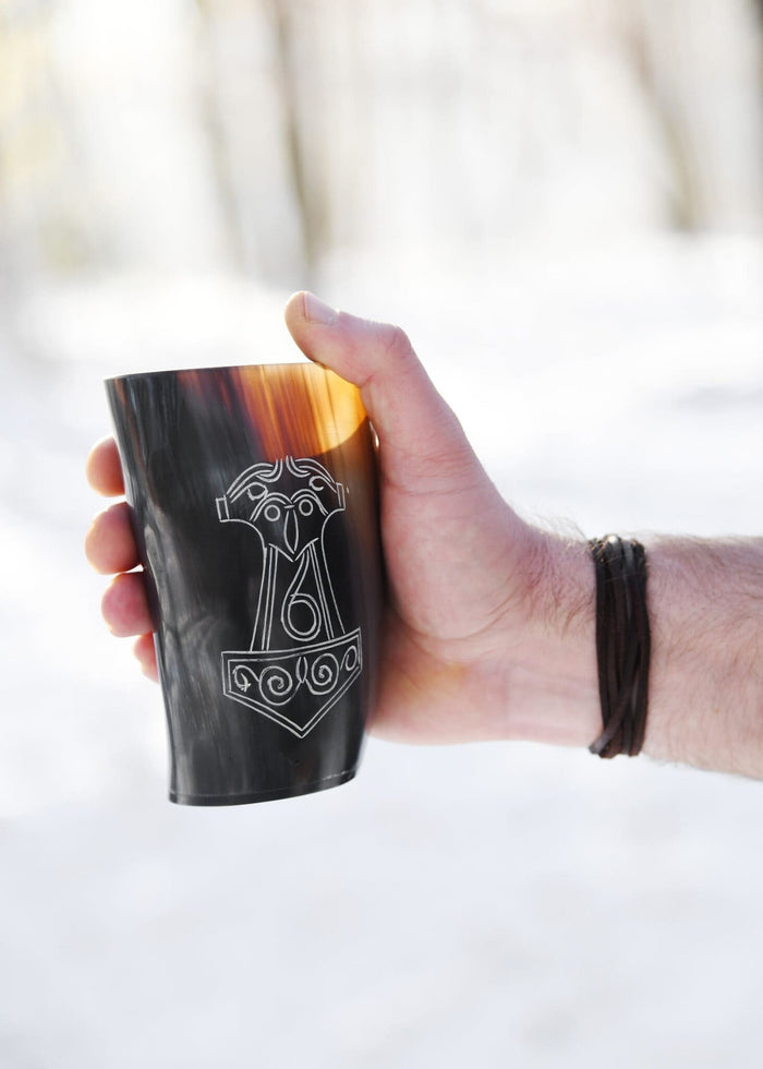 Horn drinking cup Mjolnir, 100-200 ml