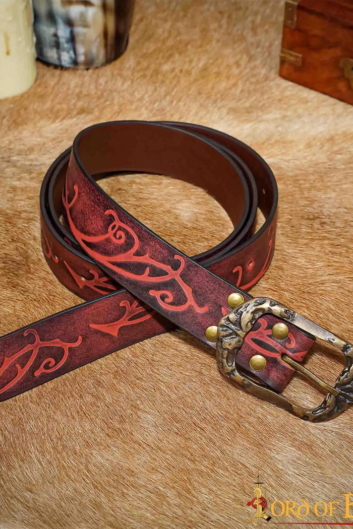 Leather belt Aranel, Red