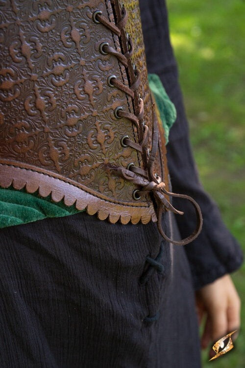 Leather corset margot, green