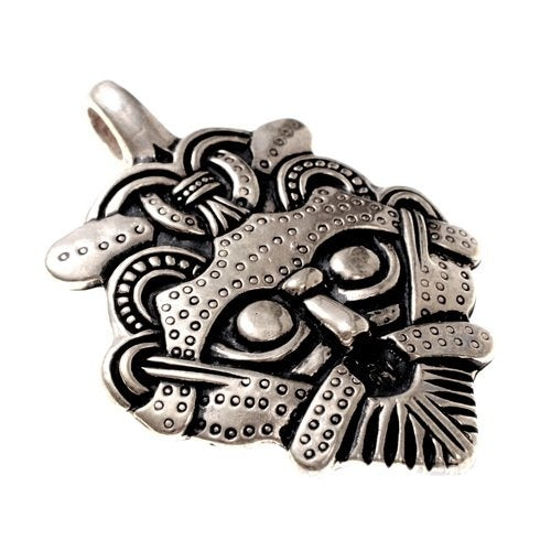 Viking Odin mask-amulet Gnezdovo, silvered bronze