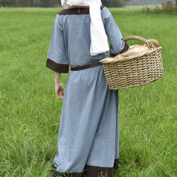 Carolingian dress Clotilde, dalmatica, blue-brown