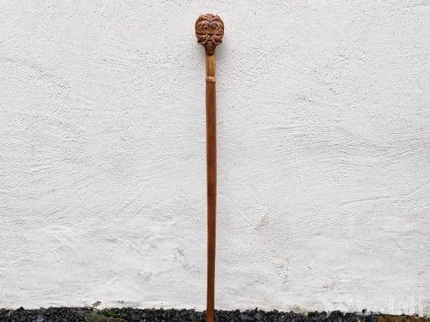 Wooden walking stick Green Man