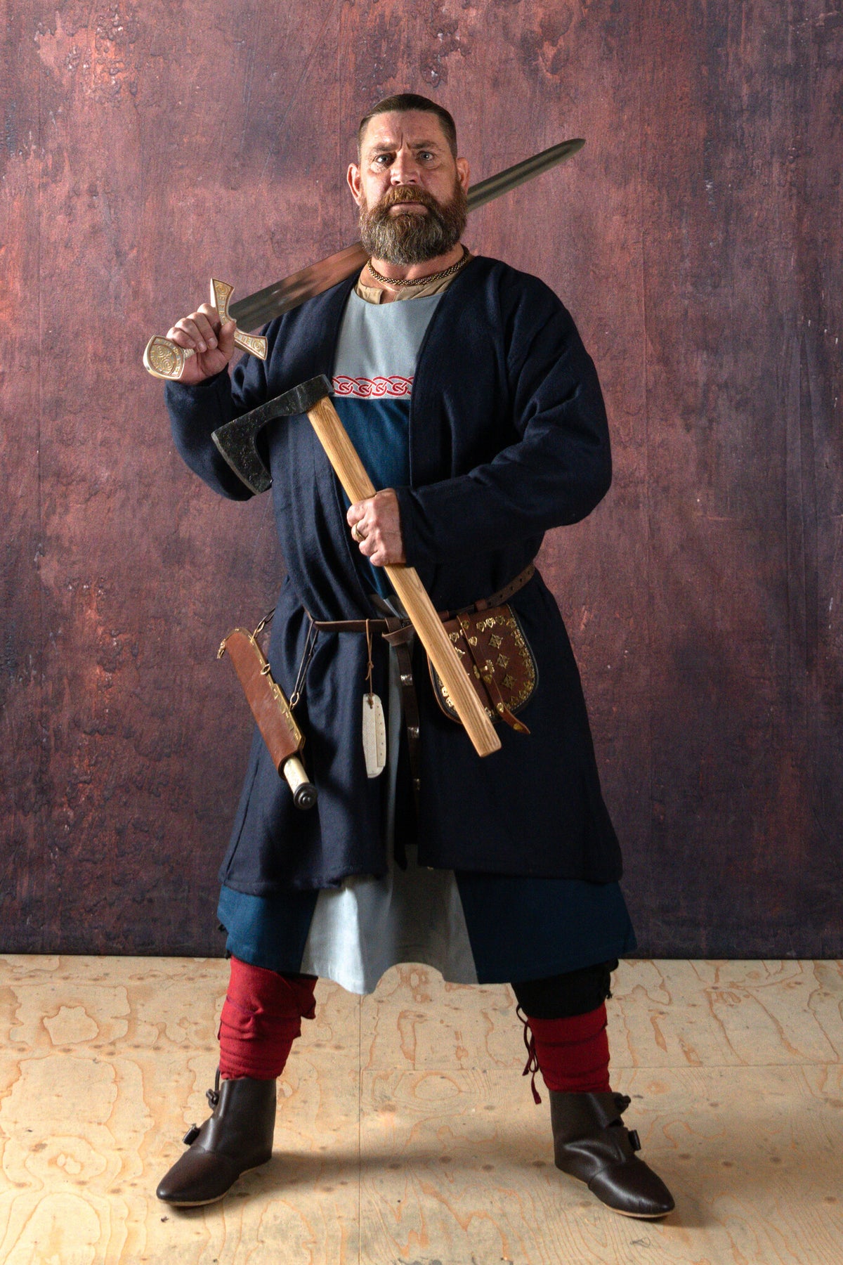 Viking caftan Loki, wool blend, blue