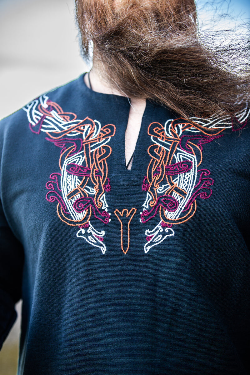 Tunica vichinga Snorri, nero-rosso