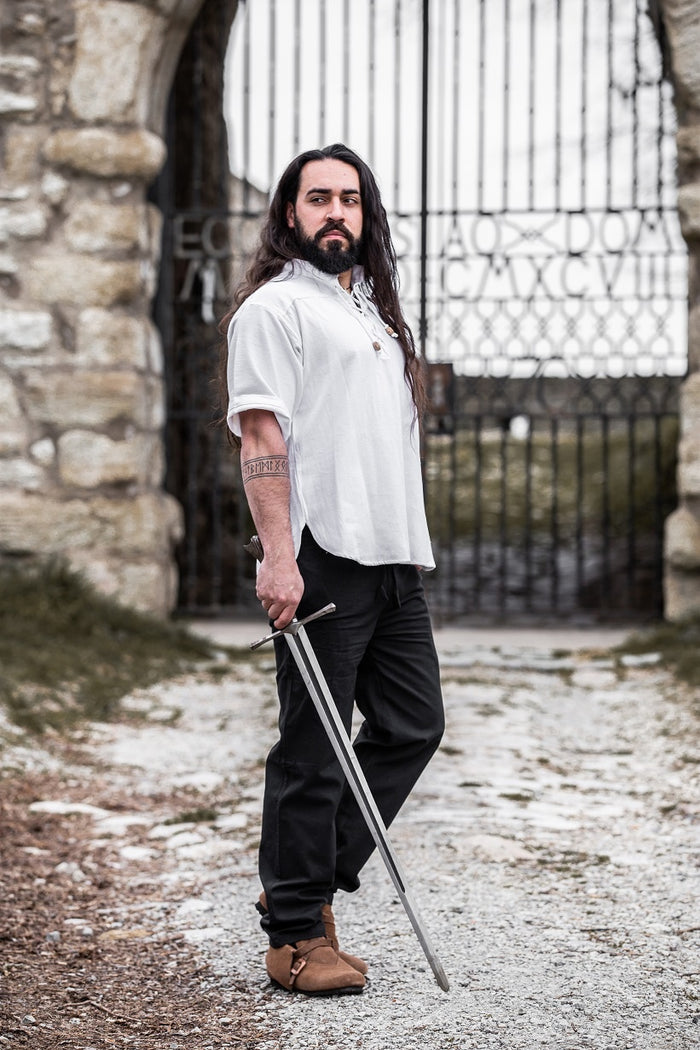 Medieval shirt with short sleeves, white