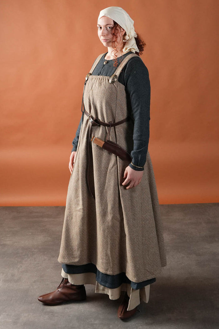 Viking dress Sigrun, diamond twill, wool mix, blue-black