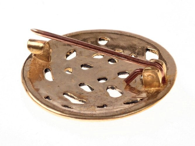 Viking disc fibula Jellinge style, bronze