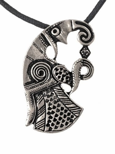 Vendel raven jewel silvered, zamak