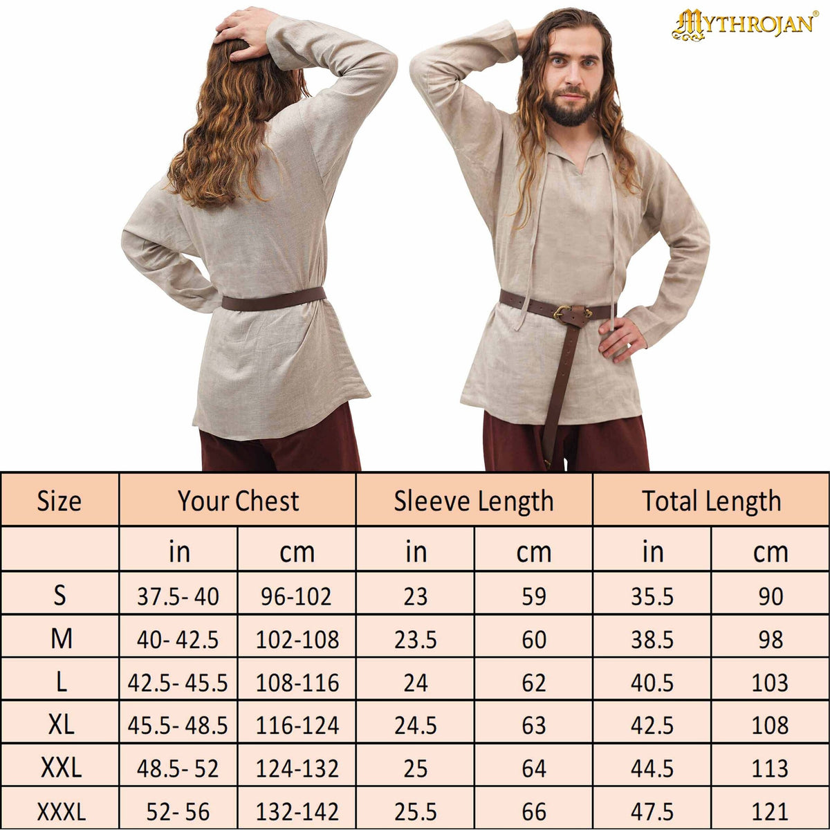 Medieval undertunic Viborg, linen, natural