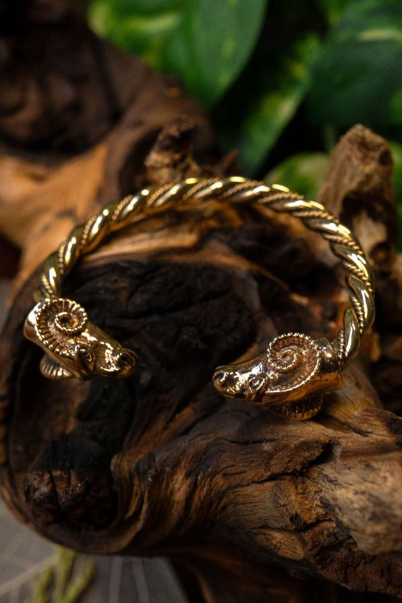 Viking bracelet with ram heads, bronze