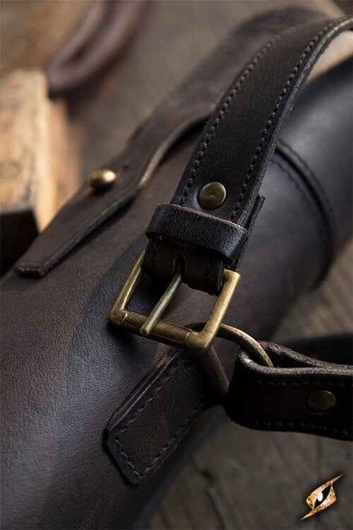 Leather scroll or bottle holder, black