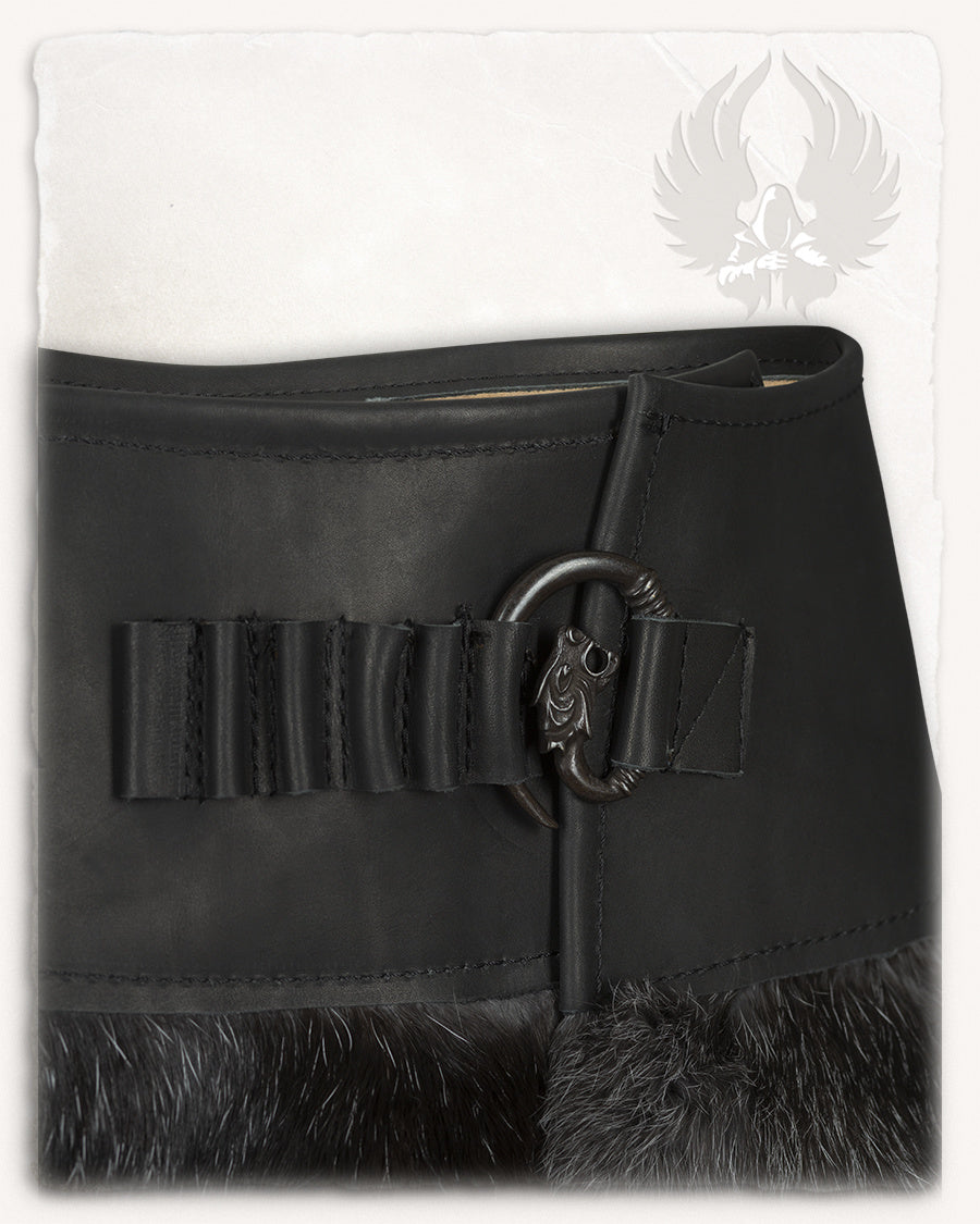 Karya fur skirt with dragon, black