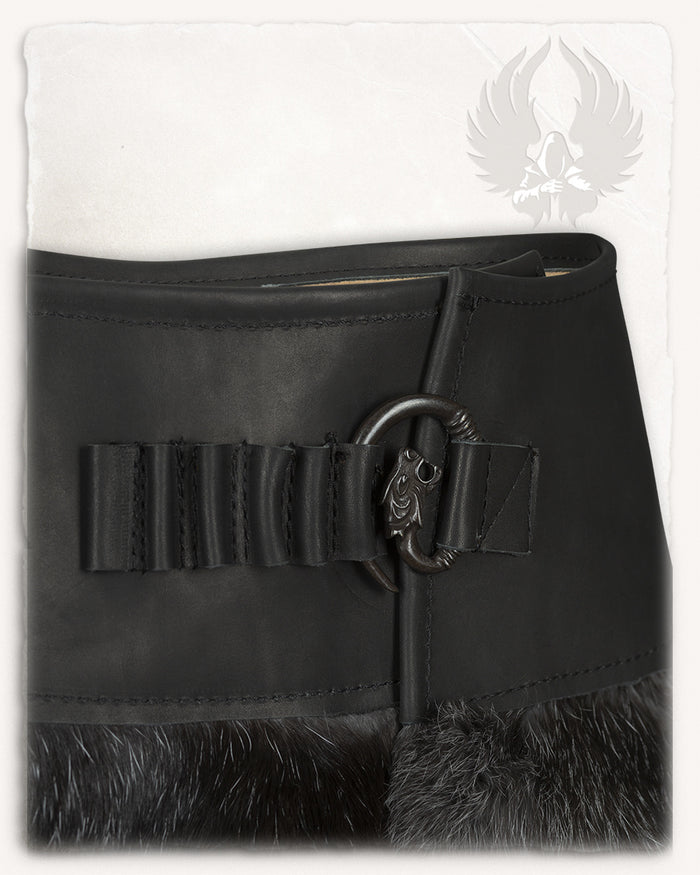 Karya fur skirt with dragon, black