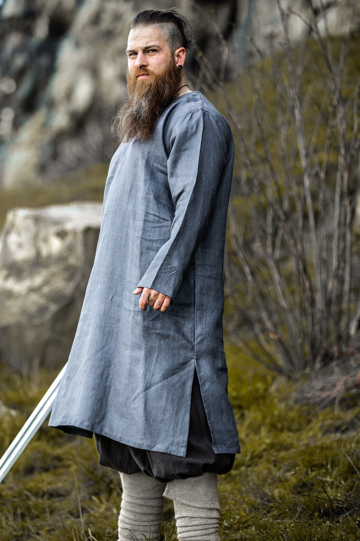 Thorsberg tunic Germanic, linen, blue-gray