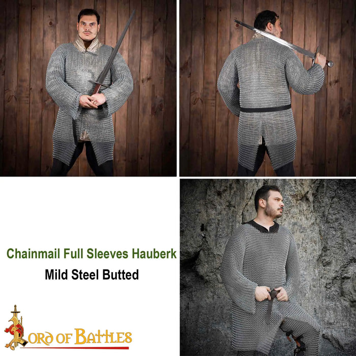 Hauberk with split, black, unriveted 10 mm