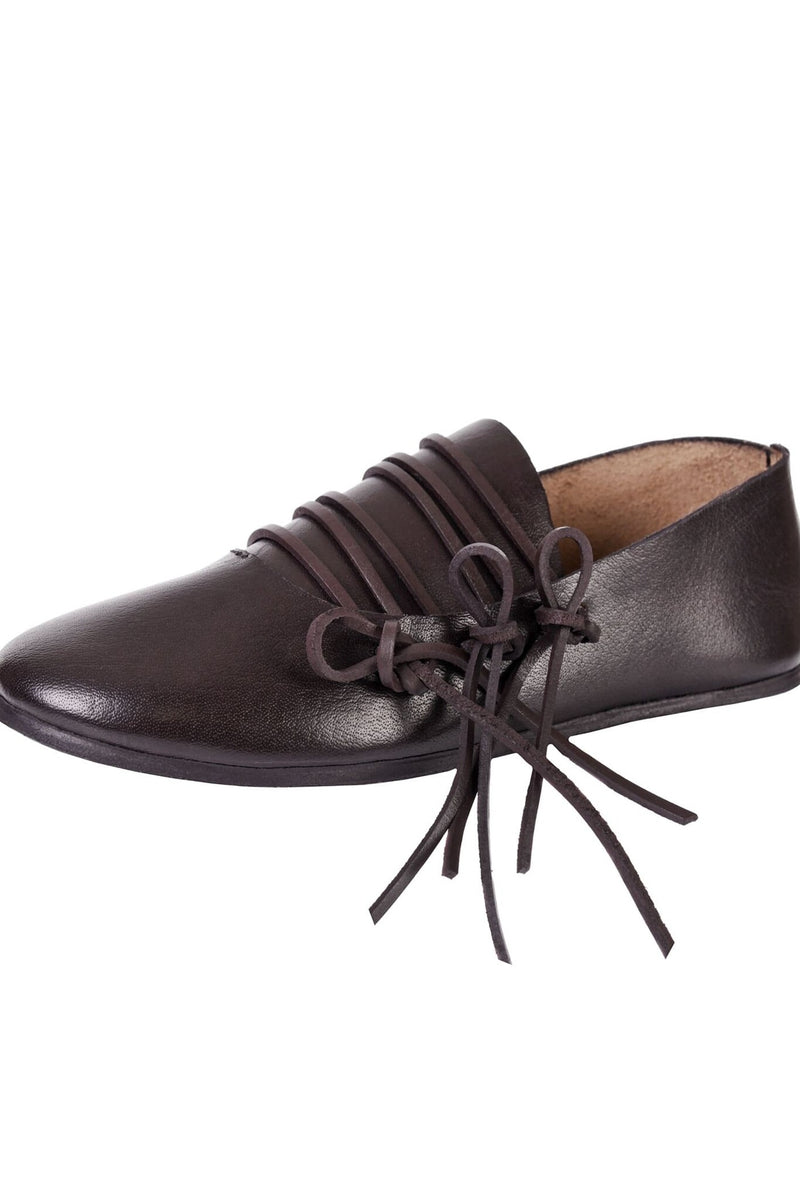 Snøresko, middelalderlige, brun