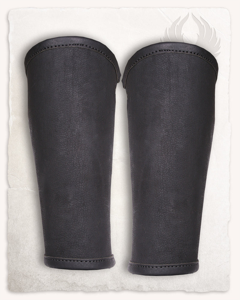 Borg Leather Bracers, forearm guards, black