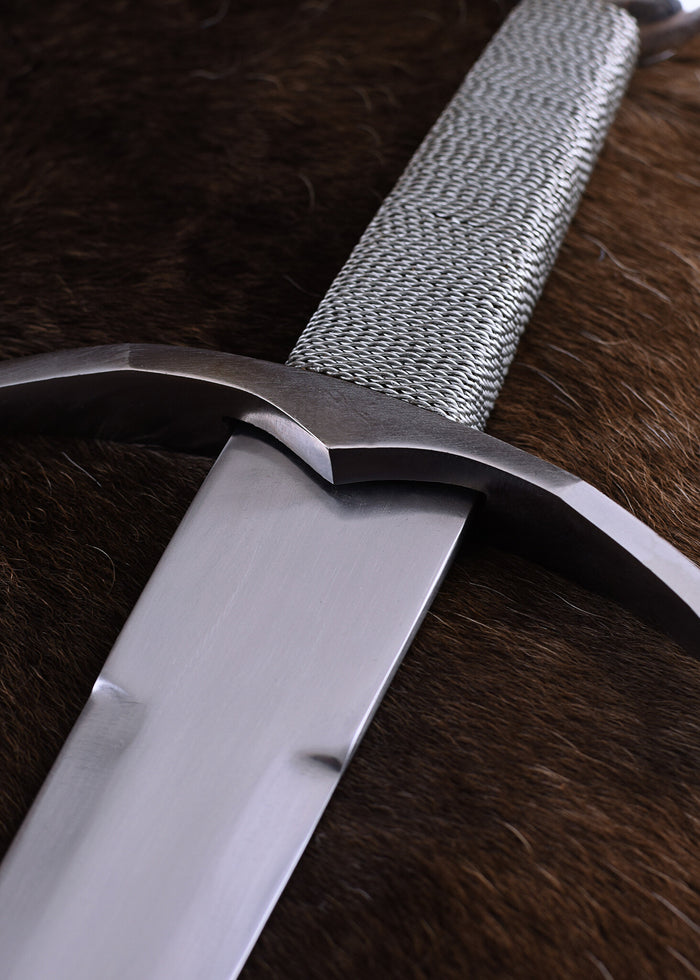Medieval sword with bent cross-guard, semi-sharp