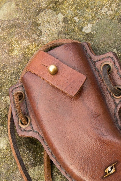 LARP skinner knife with holder, brown