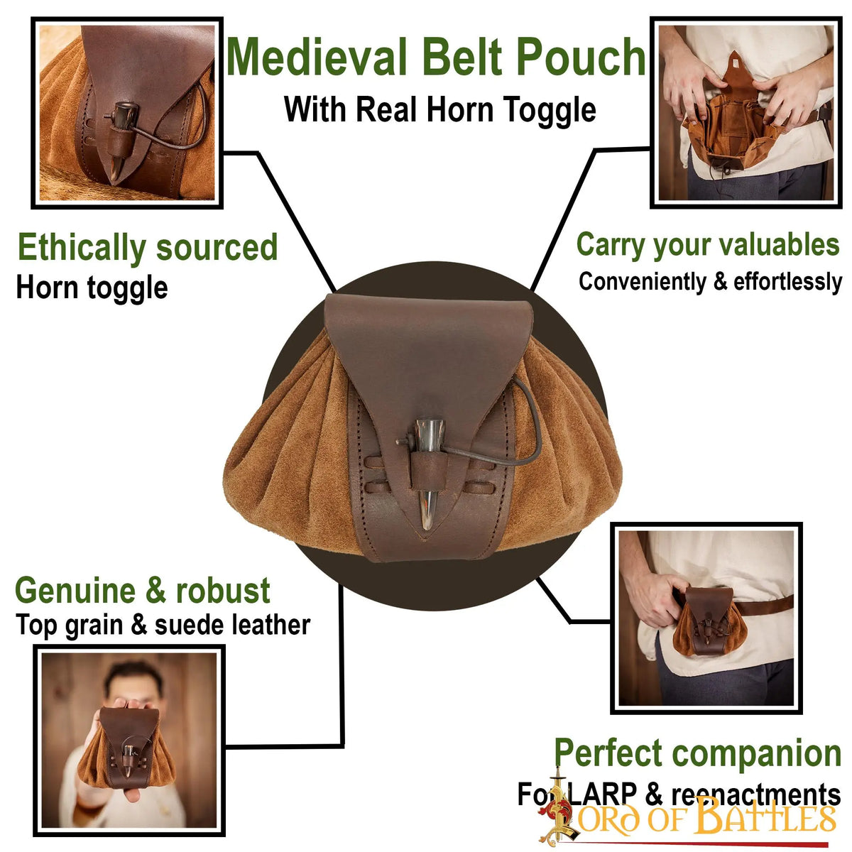 Medieval leather pouch Tristan
