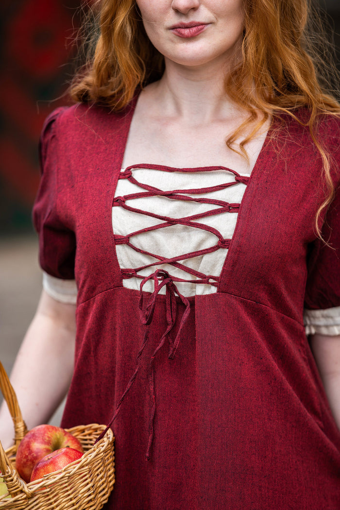 Renaissance summer dress Denise, red-natural