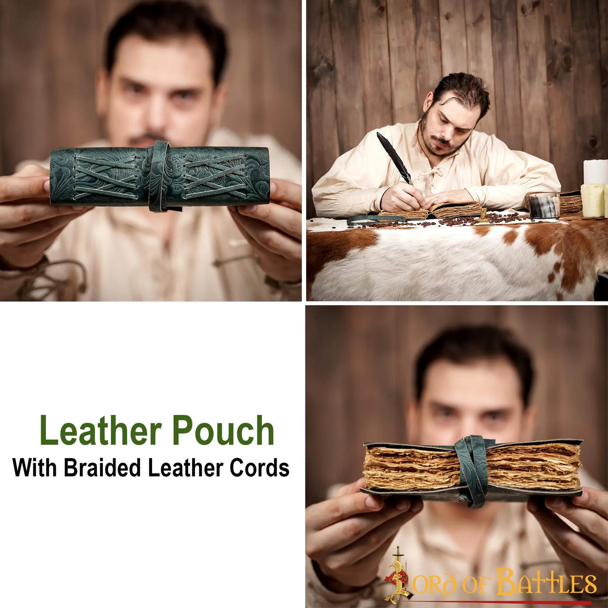 Leather journal fantasy, green
