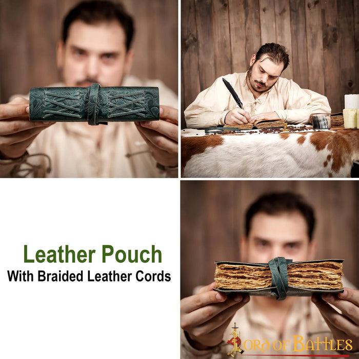 Leather journal fantasy, green