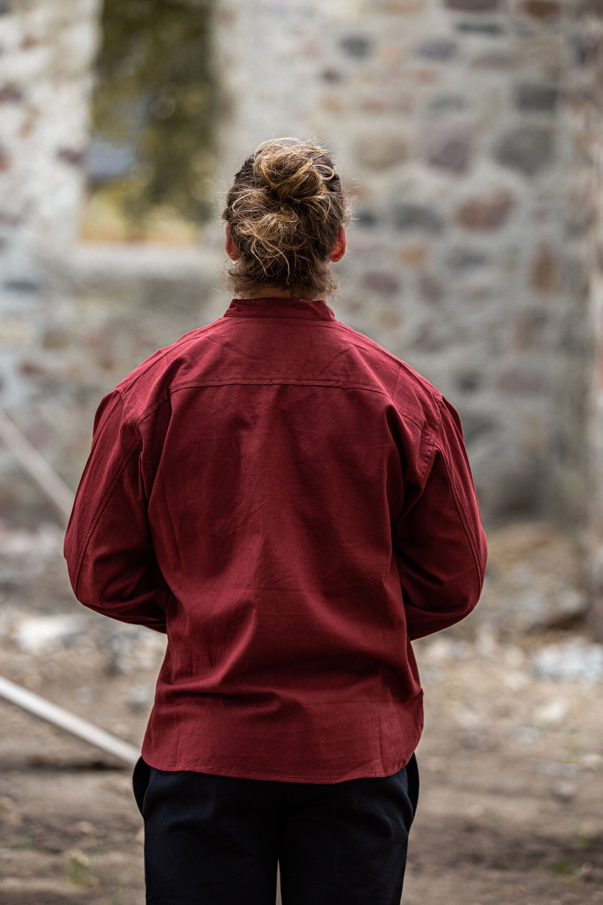 Hand-woven shirt, red