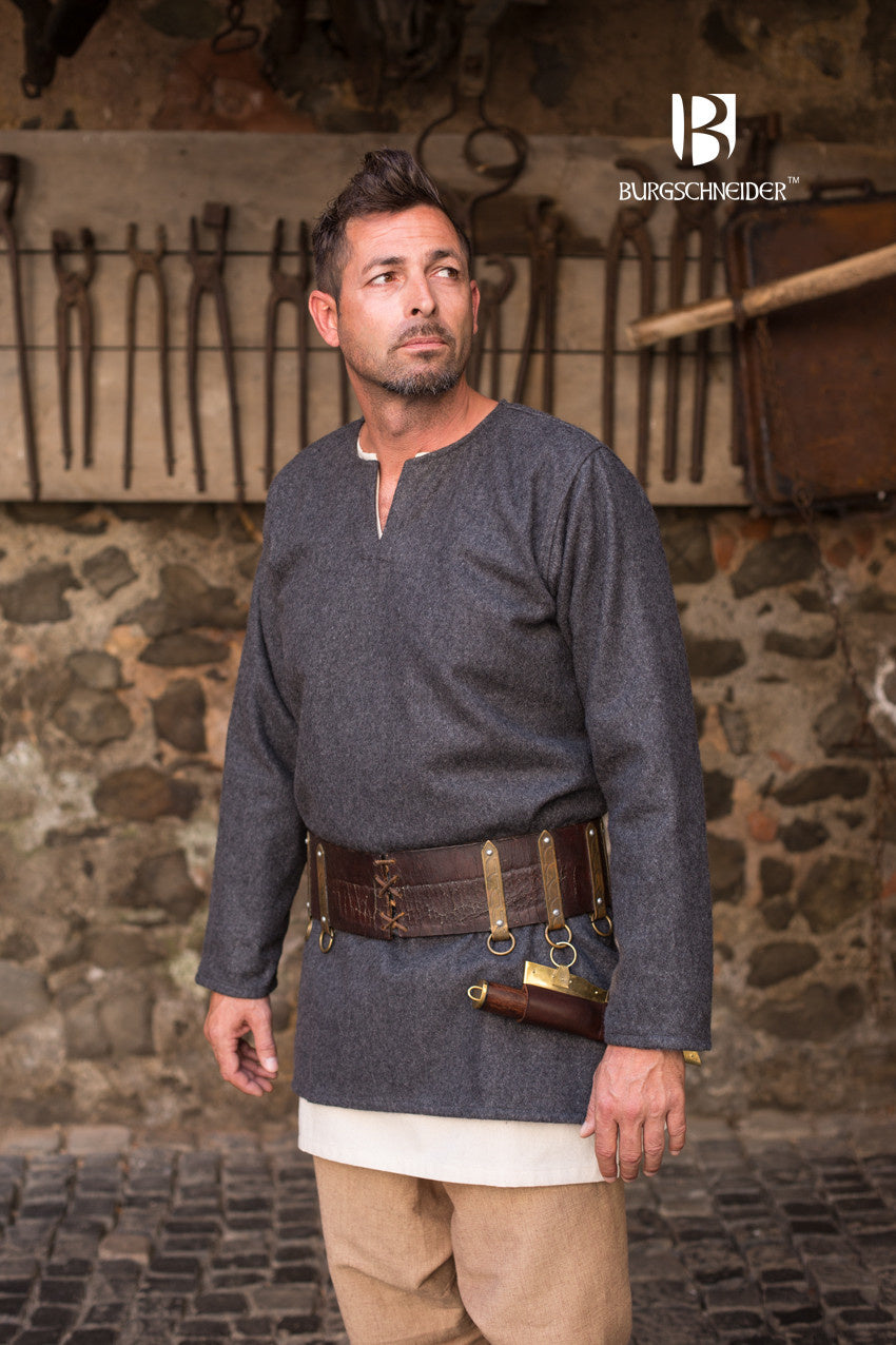 Viking tunic Lodin, dark gray, wool blend