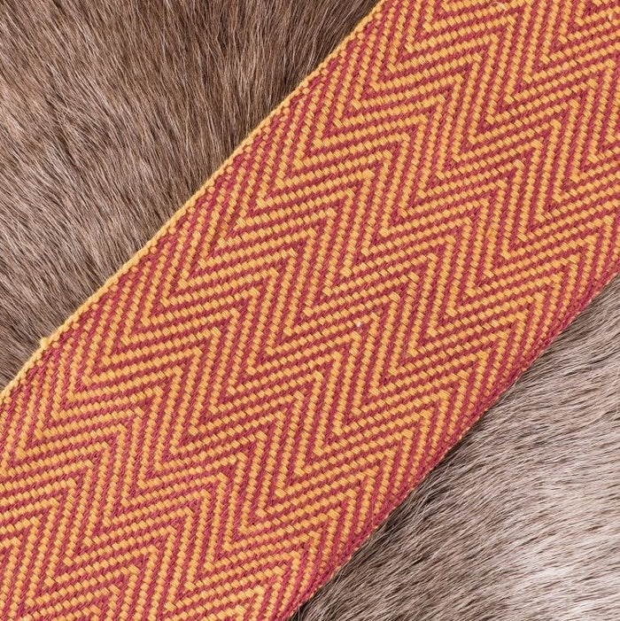 Herringbone motif fabric yellow-red, 10 cm wide, per 7 metre