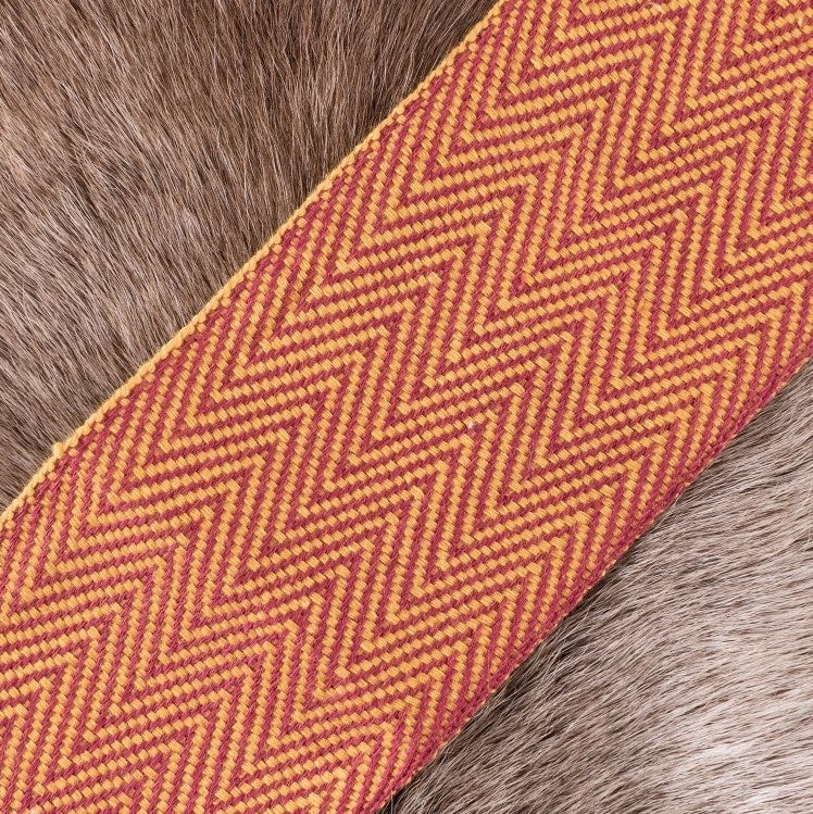 Herringbone motif fabric yellow-red, 10 cm wide, per 7 metre