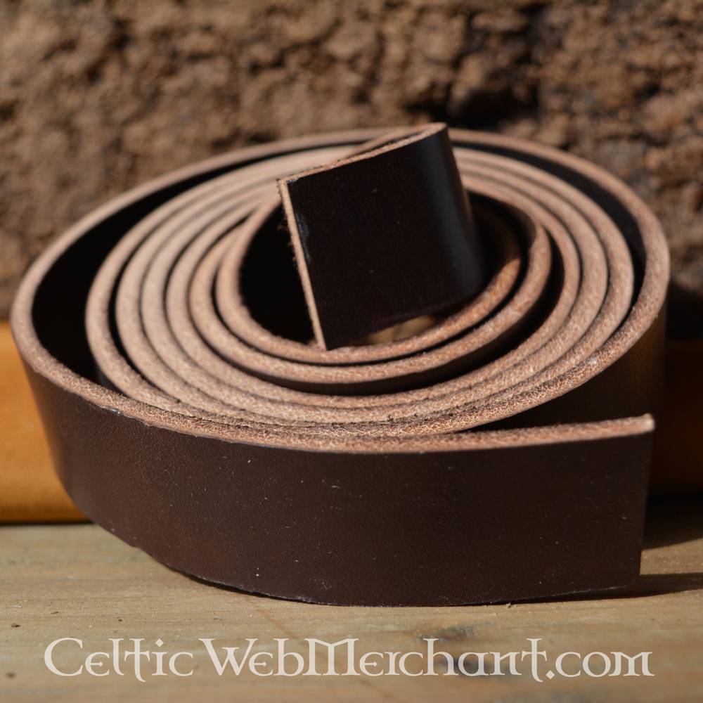 Leather belt strip brown 4 x 180-190 cm
