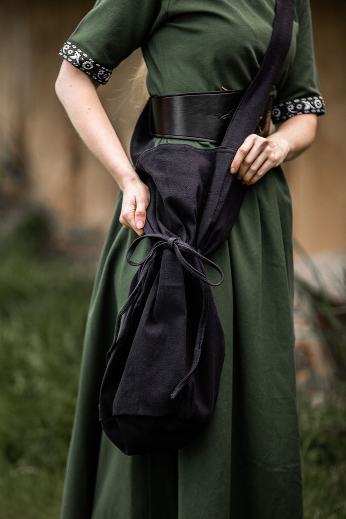 Textile shoulder bag, black