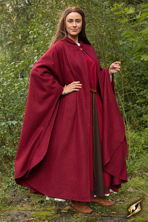 Travel cloak, red, wool blend