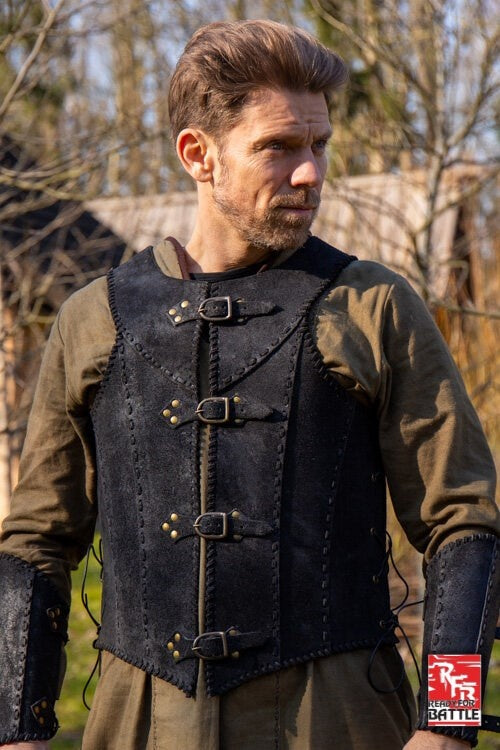 Brigandine with belts, black