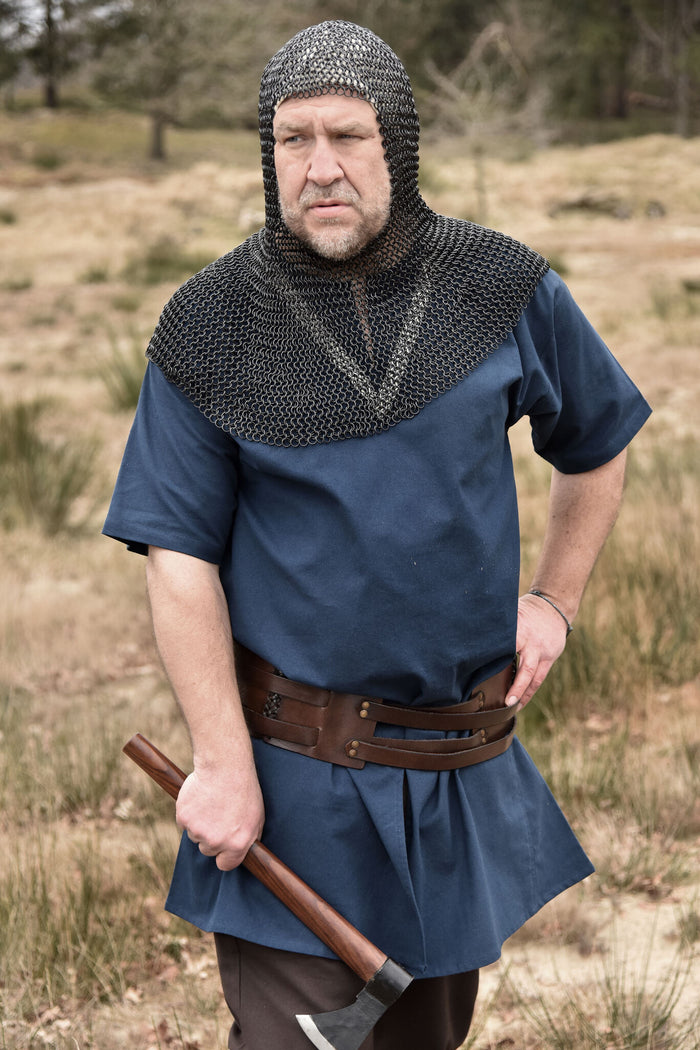 Chainmail coif with square neck, galvanized, 8 mm