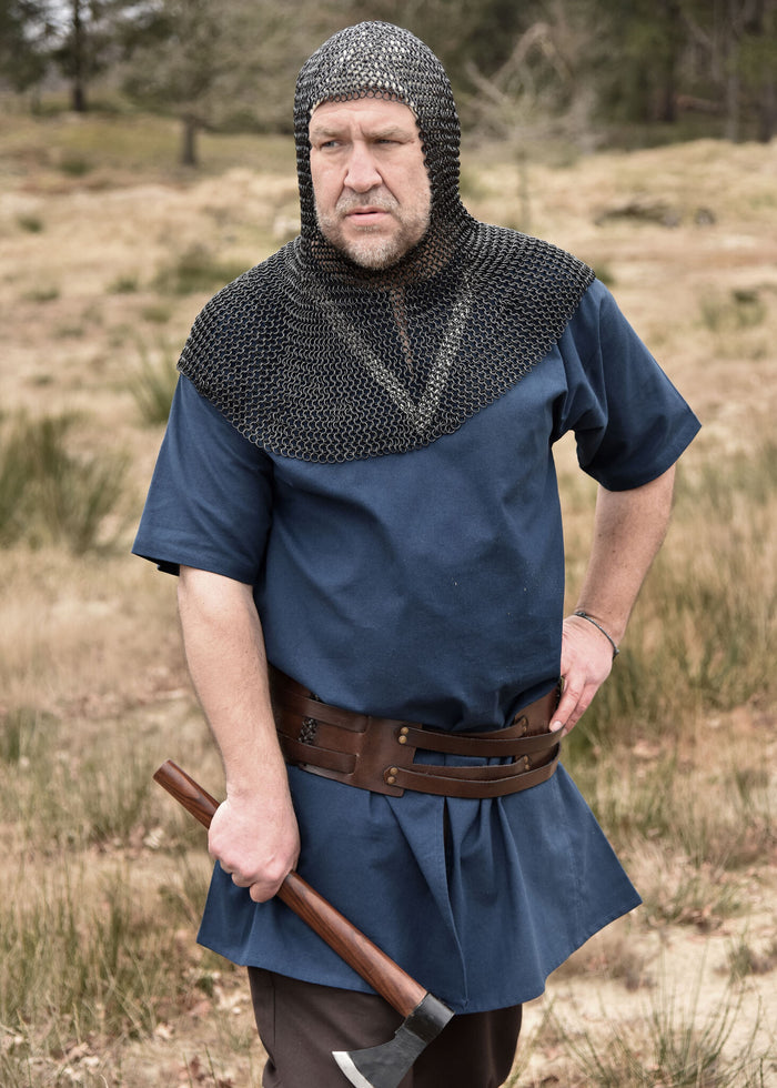 Chainmail coif with square neck, galvanized, 8 mm