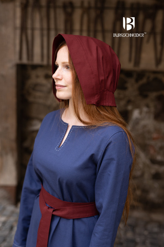 Renaissance coif Helga, bordeaux red