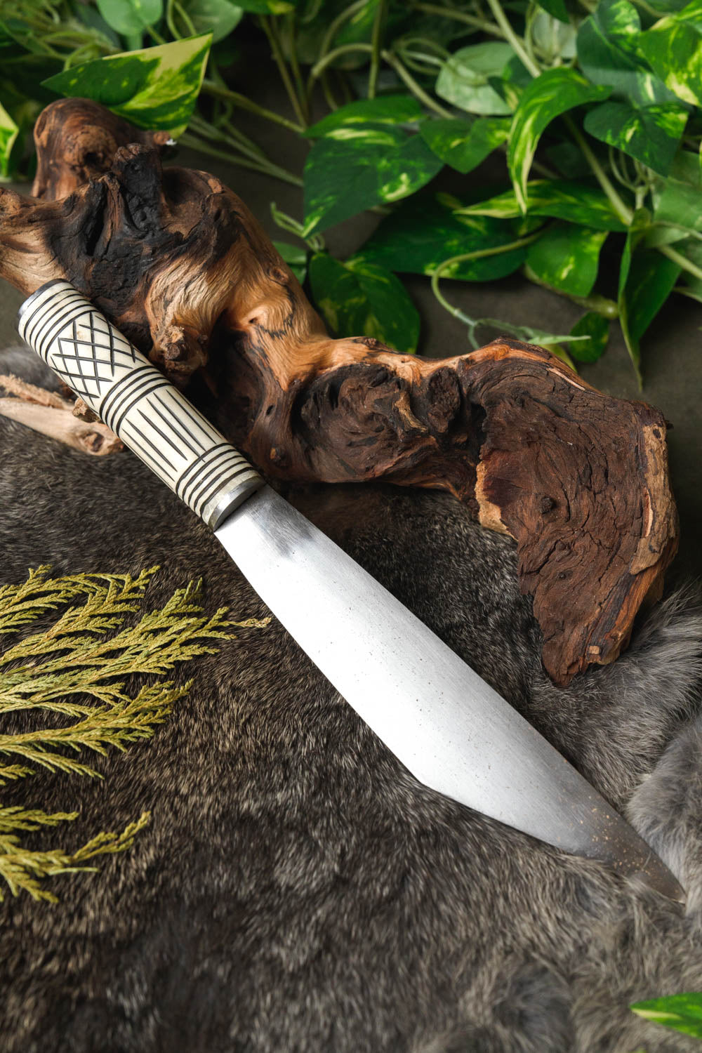 Viking seax with bone grip, semi-sharp