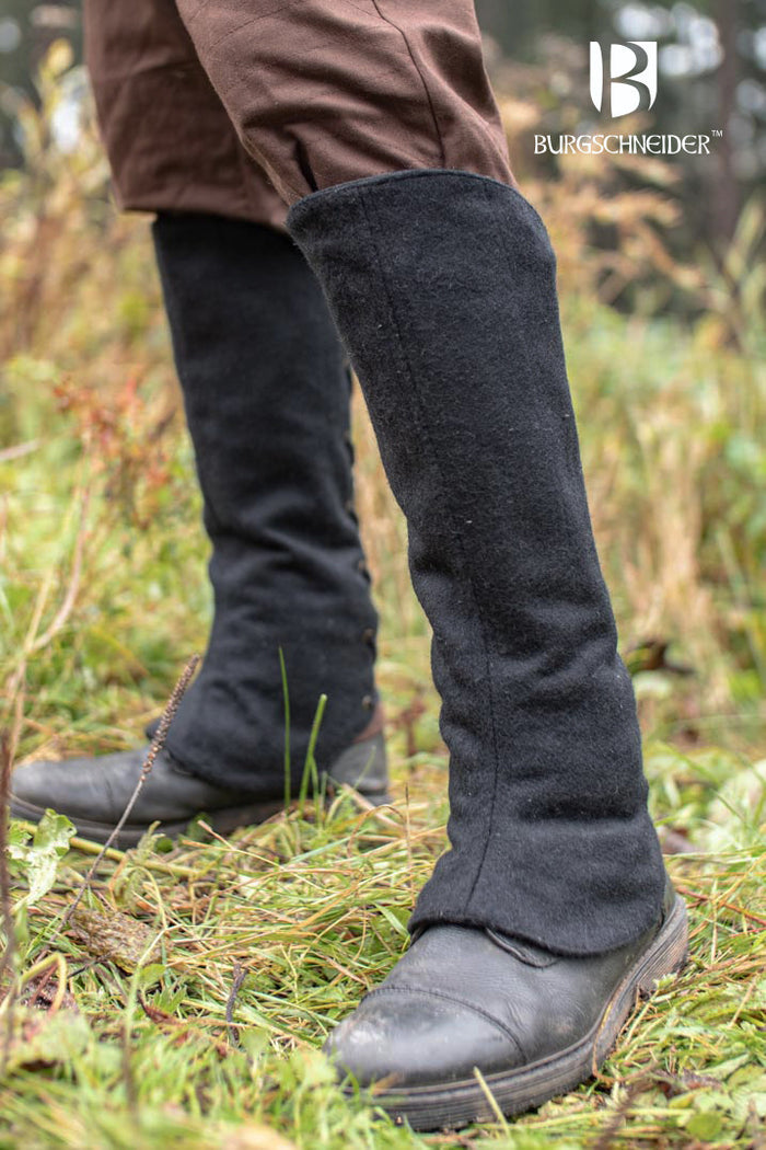 Seran leg caps, pair, wool blend, black