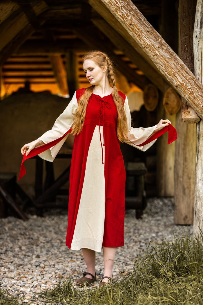 Dress Belle, red-cream