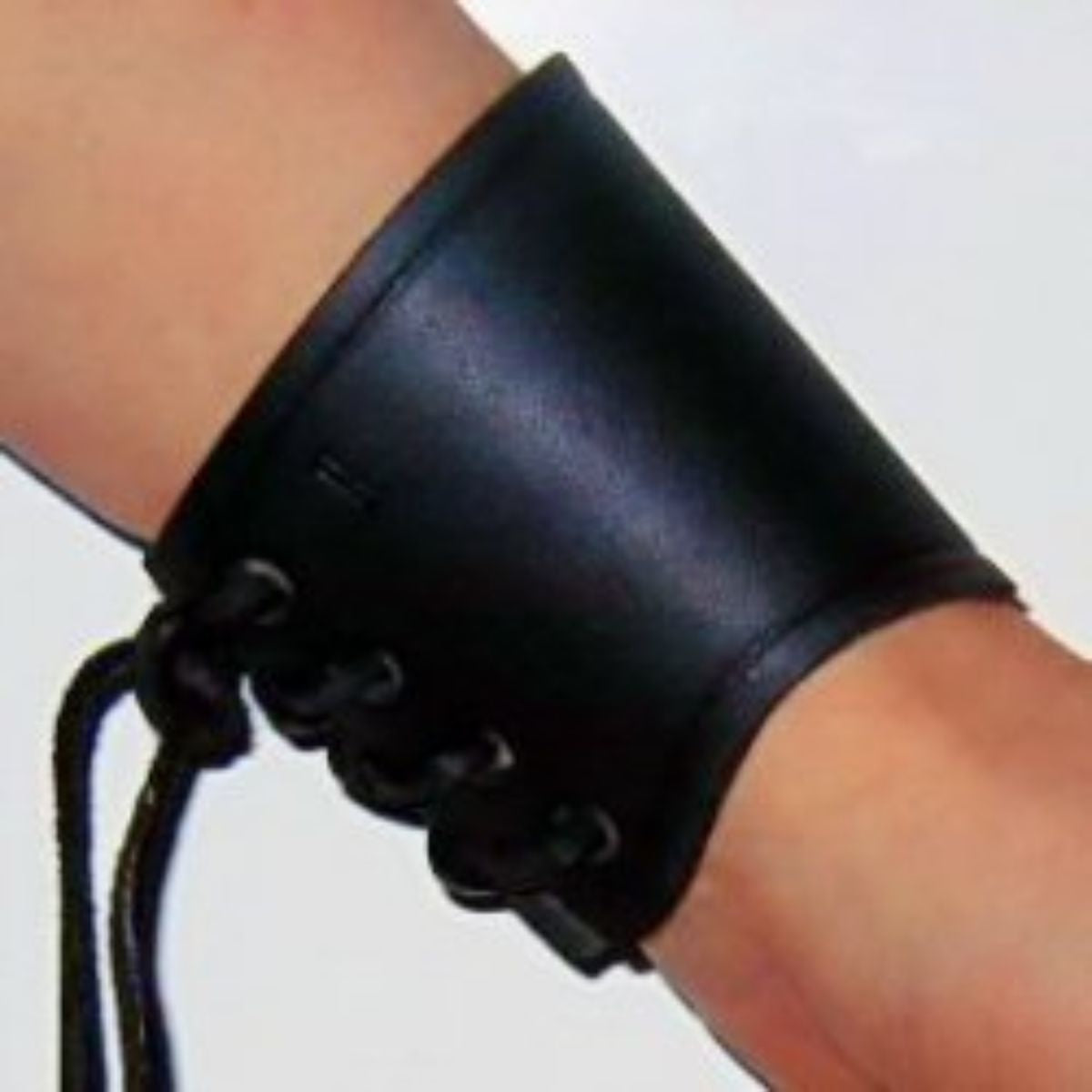 Leather wristband, black, short, S