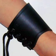 Leather wristband, black, short, S