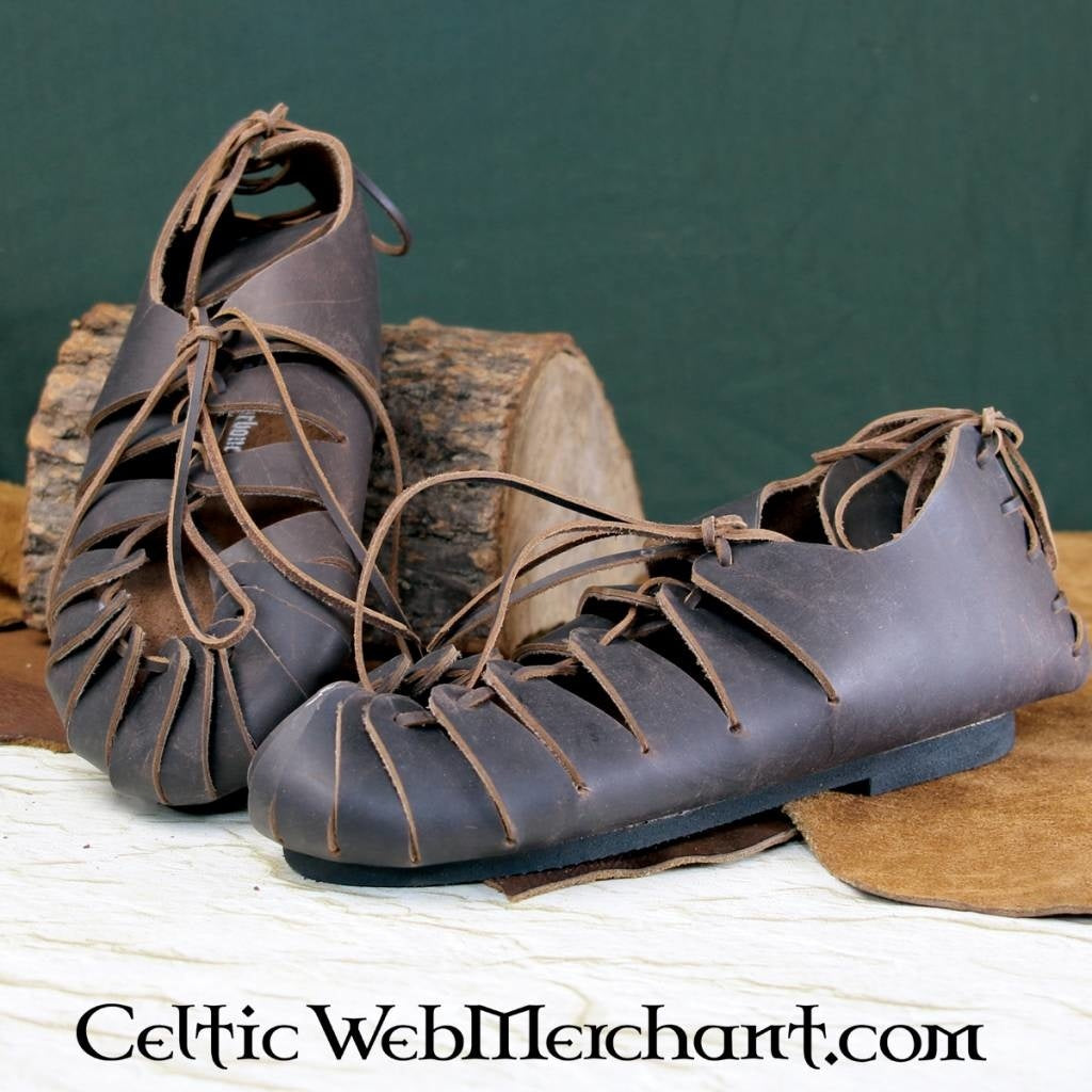 Leather sandals, Iron Age, brown