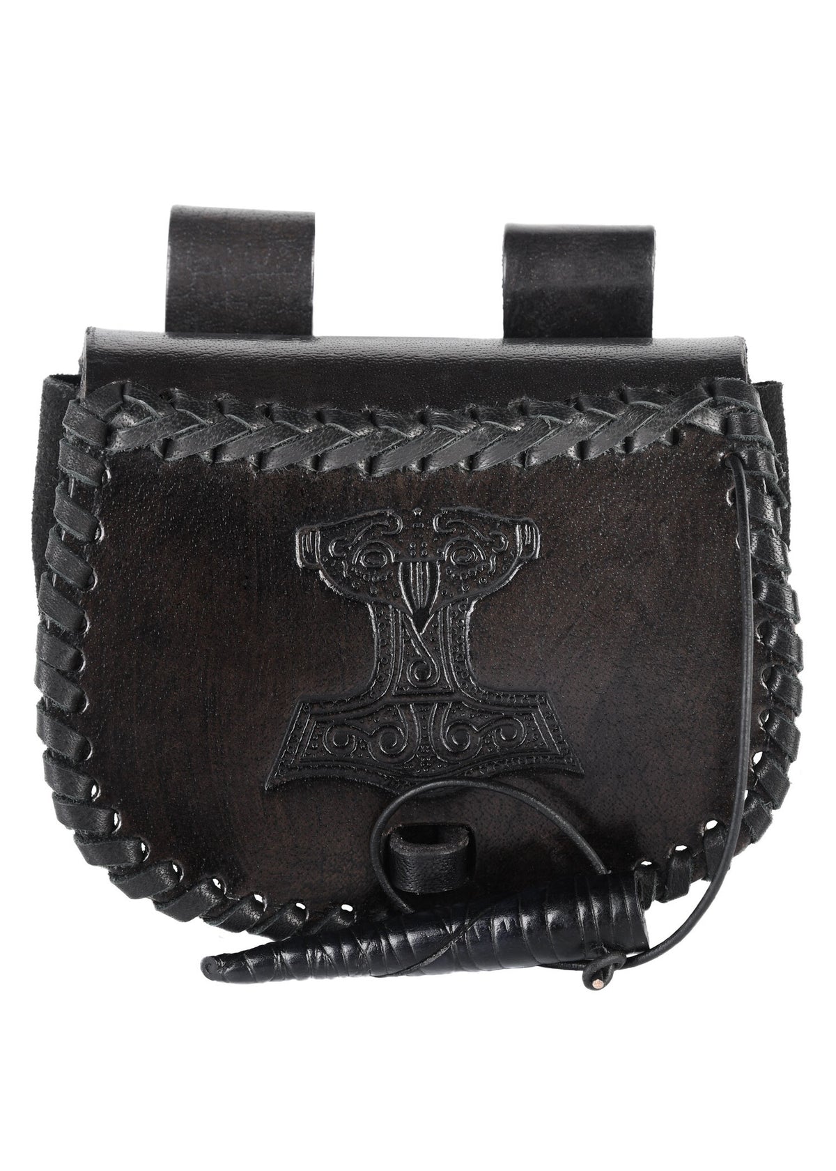 Leather Thor's hammer bag, black