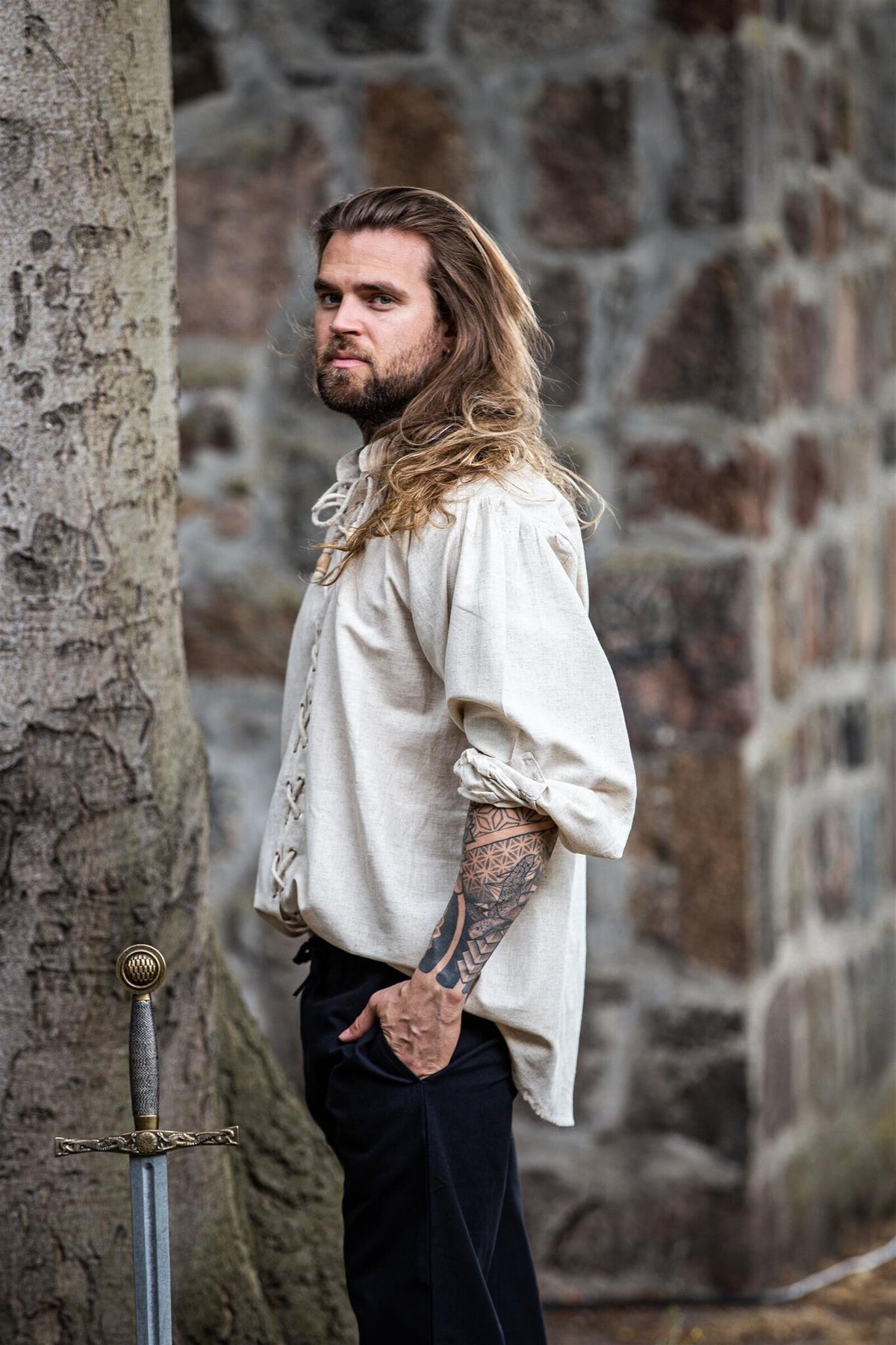 Medieval shirt Dagwin, cream