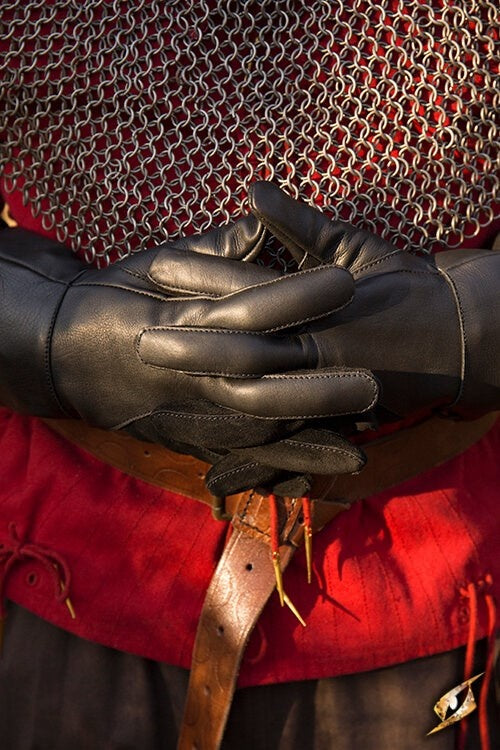 Gants médiévaux en cuir, noir