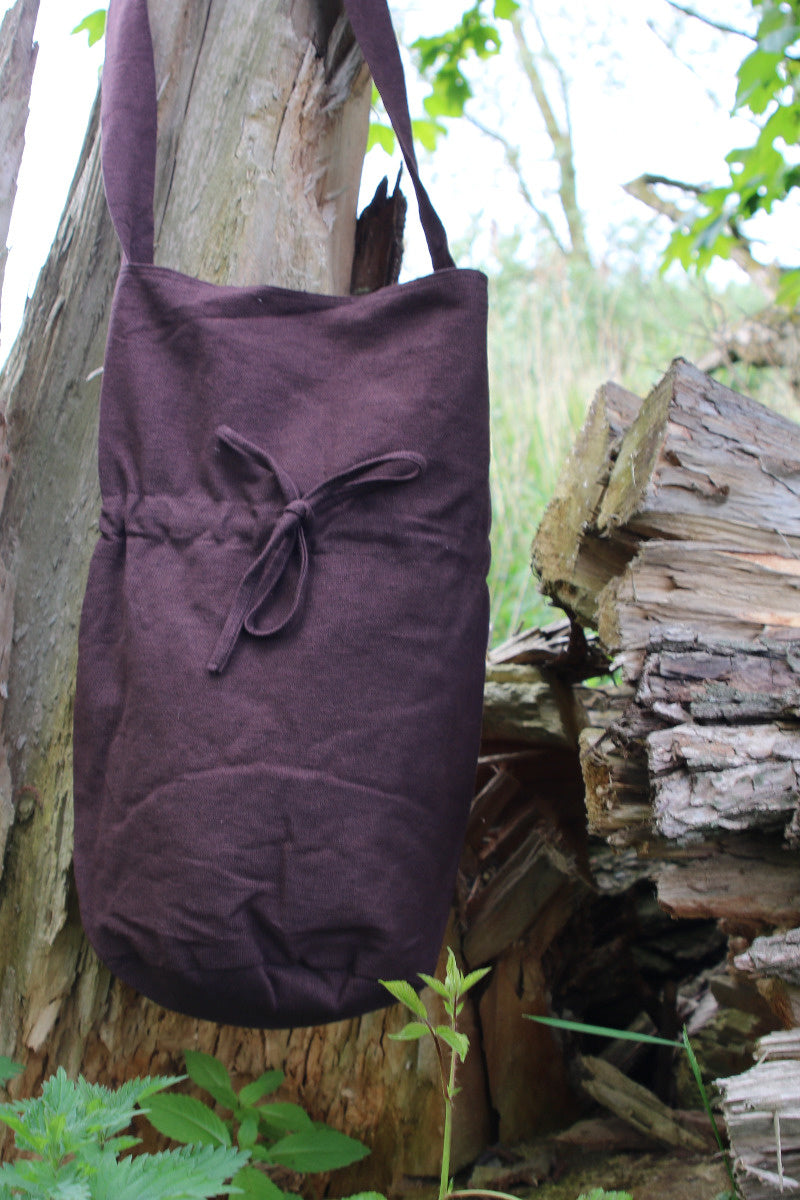 Textil axelväska, brun