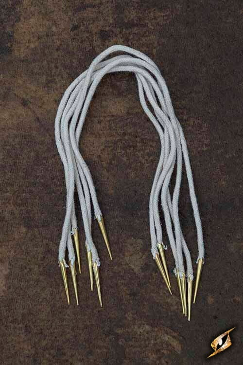 Tie laces with aiglets, set of 6, natural